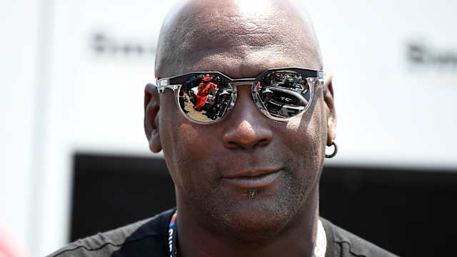 Team 23XI owner Michael Jordan looks on from pit road during qualifying before the Ally 400 at Nashville Superspeedway.